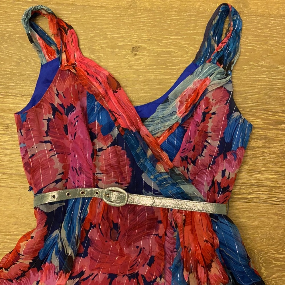 New Anthropologie Nanette Lepore Silk Floral Belted Cocktail Dress Valentines 6 - Picture 3 of 6